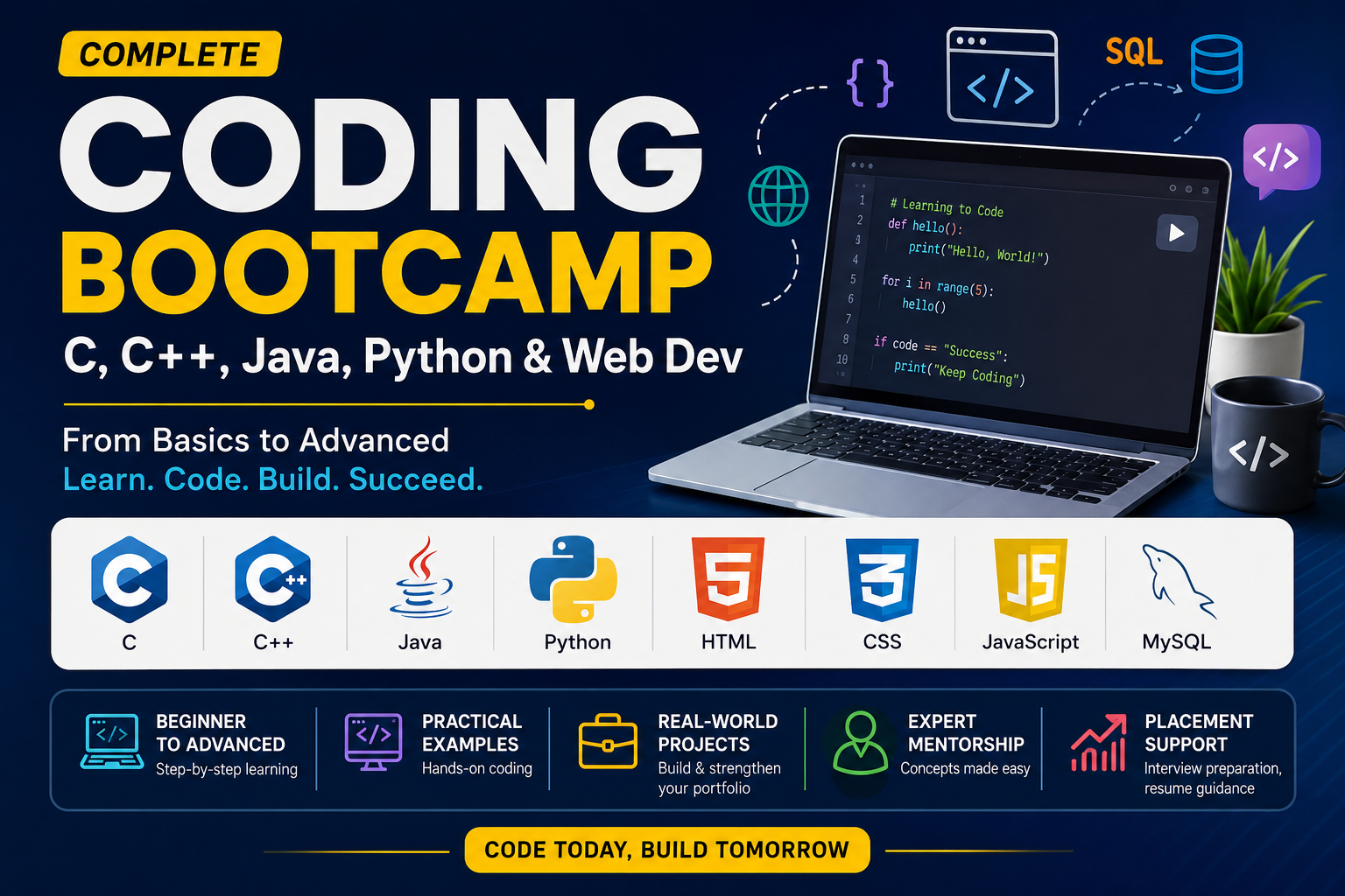 Coding Bootcamp: C, C++, Java, Python & Web Dev